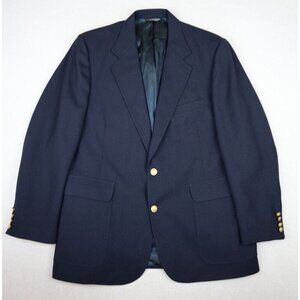 VINTAGE MEN'S BLUE 2-BUTTON BLAZER JACKET SPORT COAT - HAWK'S - SIZE 42R
